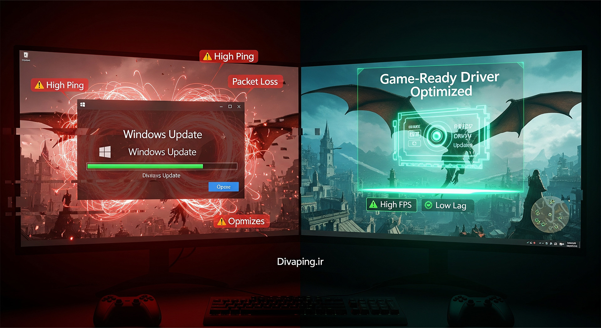 تاثیر آپدیت ویندوز و درایورها روی پینگ و لگ بازی